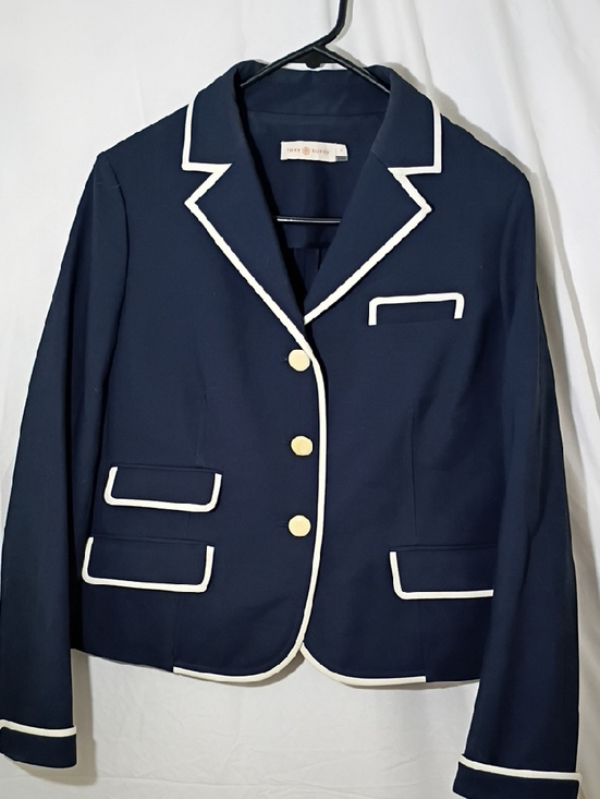 Tory Burch Jackets & Blazers - Tory Burch Navy Blazer with White Piping